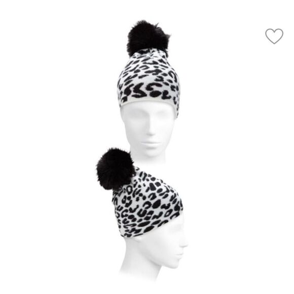 Leopard-Print & Faux Fur Pom-Pom Beanie - Picture 1 of 6